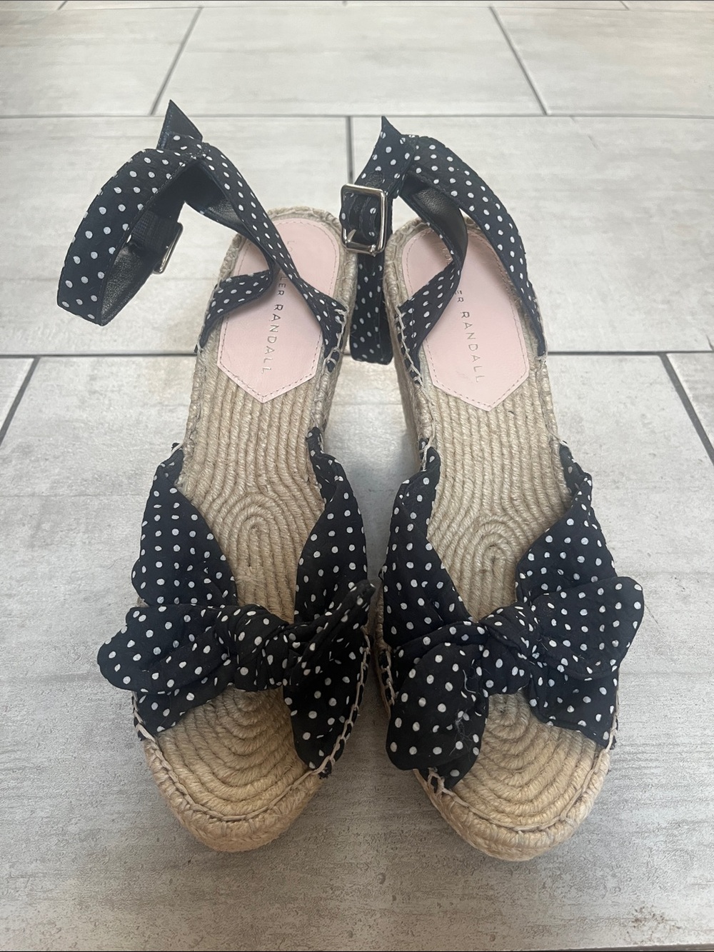 Loeffler Randall ‘Tessa’ Wedge Espadrille Sandals with Polka Dot Bow